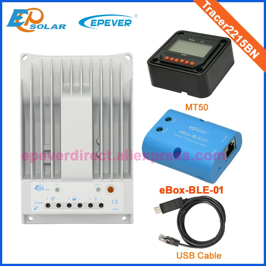 

bluetooth adapter MPPT EPSolar EPEVER MPPT free shipping solar controller 12V Tracer2215BN USB cable and MT50 20A 20amps
