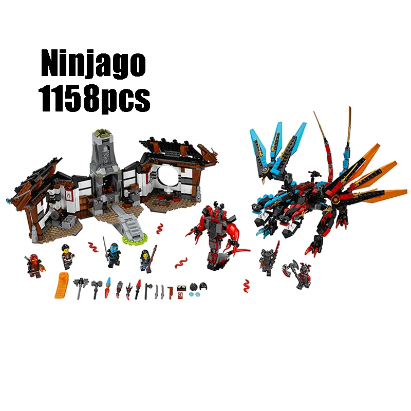 

WAZ Compatible Legoe Ninjagoes 70627 Lepin 06041 1158pcs blocks Ninjago Figure Dragon's Forge toys for children building blocks