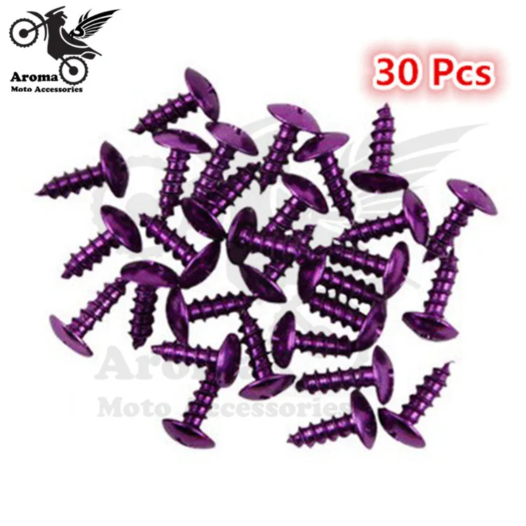 30pcs 6 colors red blue yellow purple silver black decal motocross nuts bolts 2cm motorbike parts decal Off-road dirt pit bike accessories colorful decoration motocross pointed screw moto screw motorcycle tip Motorcycle Screw Caps Motorcycle Fasteners Motorcycle Screws Motorcycle Accessories