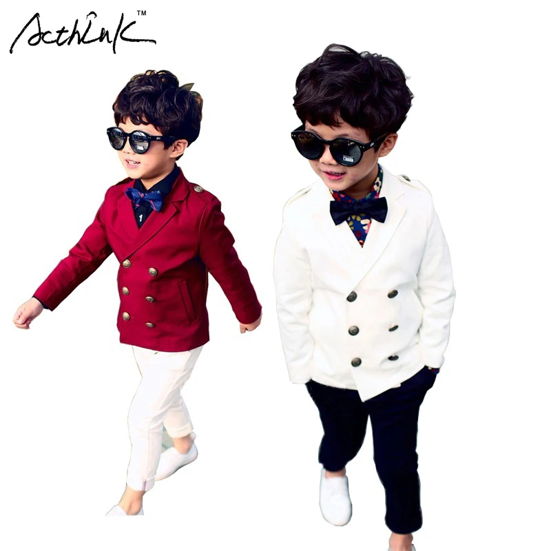 ActhInK New Boys Double Breasted Formal Wedding Blazer Jacket Brand England Style Flower Boys Tuxedo Blazer Kids Jacket, C175 ActhInK New Boys Double Breasted Formal Wedding Blazer Jacket Brand England Style Flower Boys Tuxedo Blazer Kids Jacket, C175