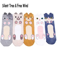 Забавный Женщины милый кот лапы хлопковые носки с героями мультфильмов японский Kawaii для девочек Pet персидский Ragdoll Kitty когти животного экипажа носки лето