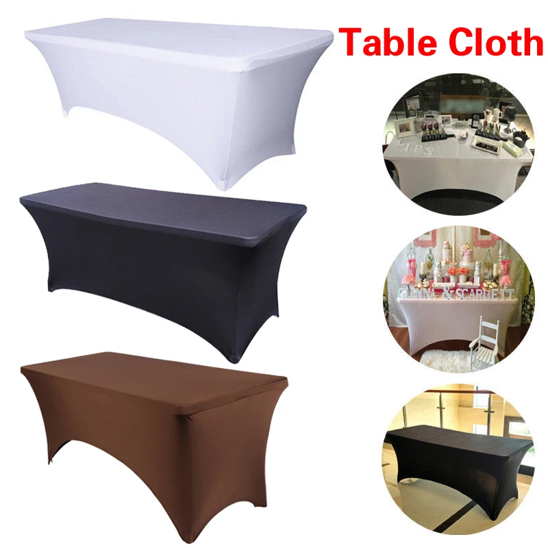 

High Quality Cocktail Stretch Wedding Hotel Birthday Solid Color Table Cover Buffet Cloth Table Set Tablecloth Decoration