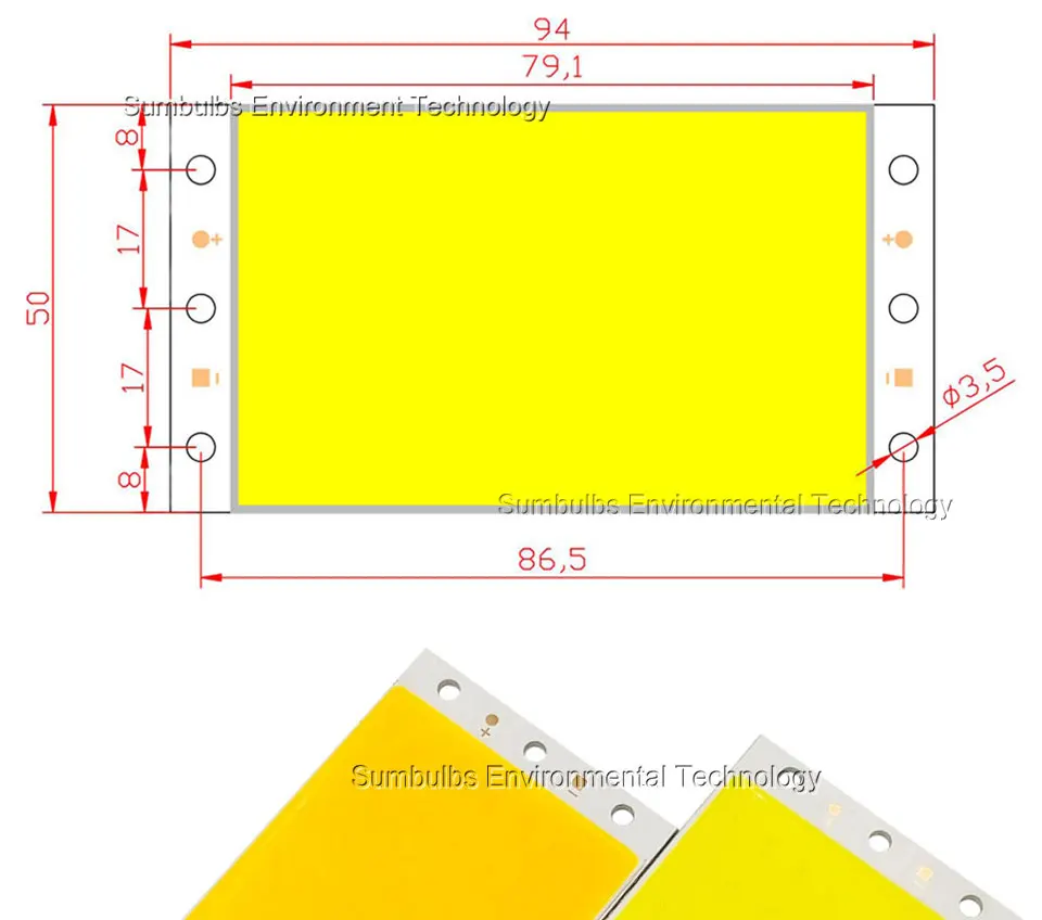 94x50mm 12W 15W Ultra Bright LED COB Strip Lamp Lights Warm White Pure White Rectangle LED Lighting Source (1)