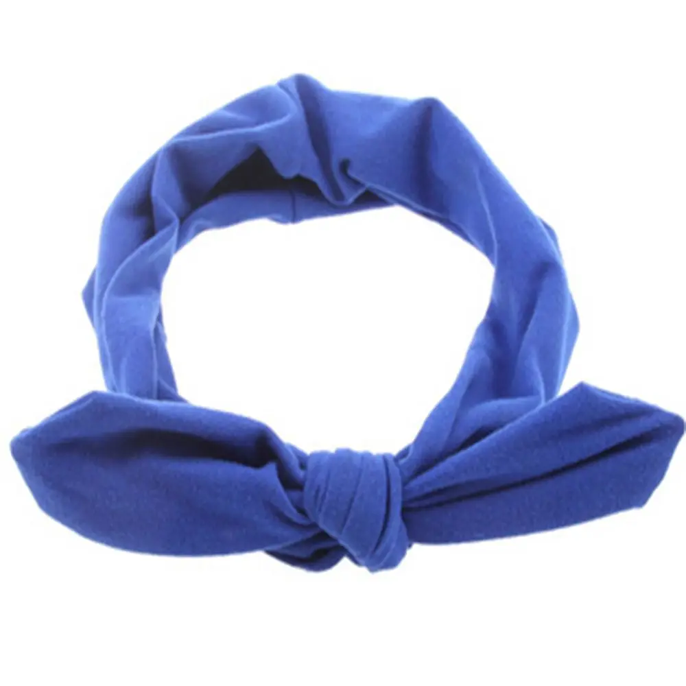 Hot Sale 1 pcs Women Fashion Elastic Stretch Plain Rabbit Bow Style Hair Band Headband Turban HairBand Hair Accessories - Цвет: blue