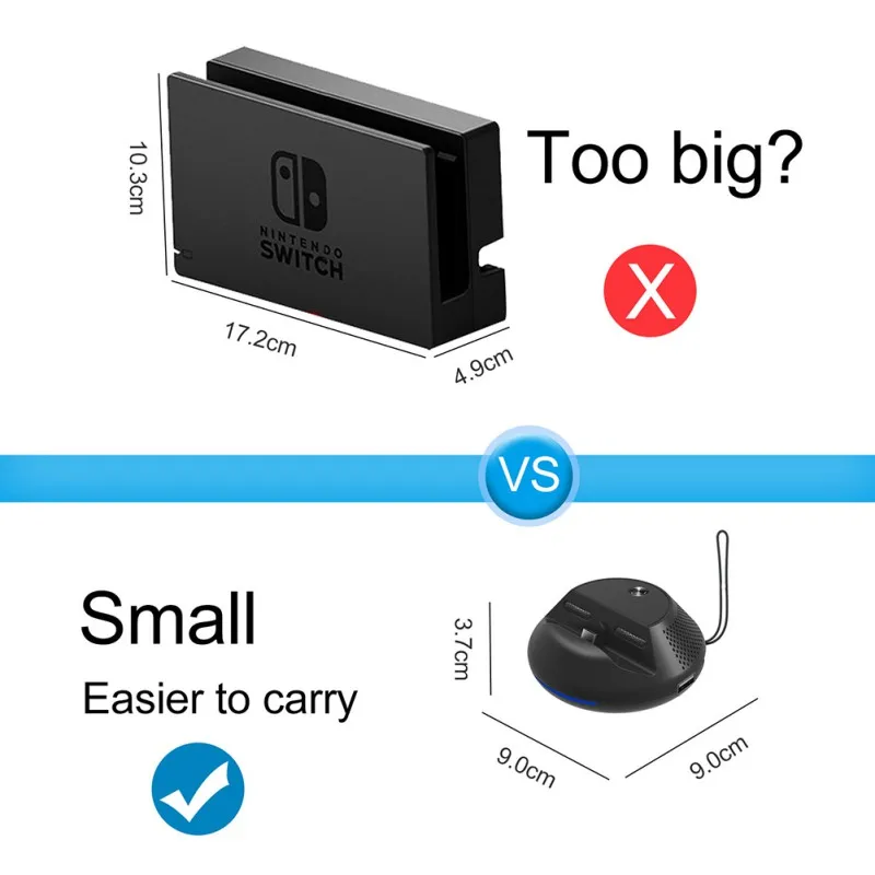 Тип-c HDMI с печатной платой для цифрового переключателя Портативный ТВ конвертер зарядная док-станция для Nintendo переключатель охлаждающая подставка Черный