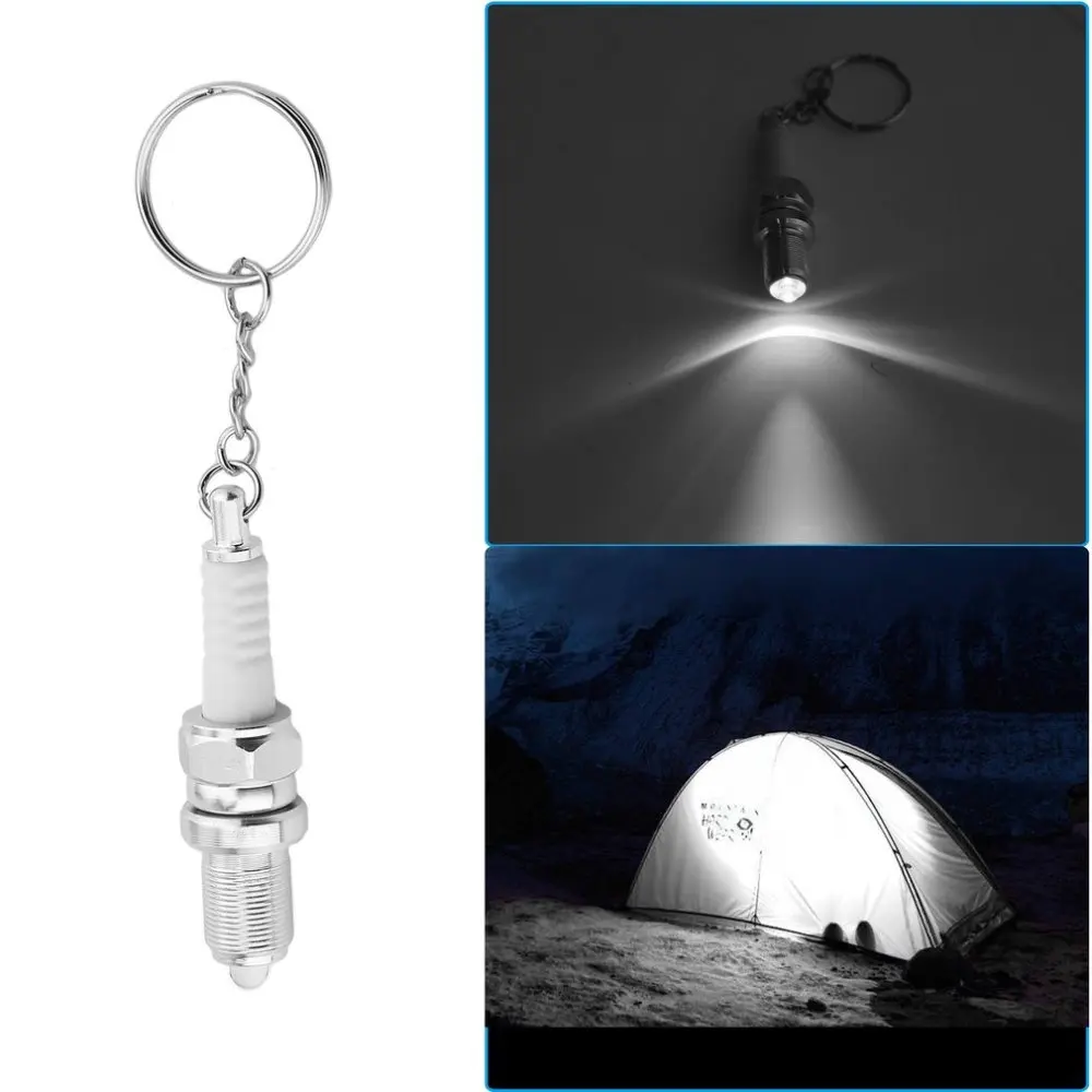 

New LED Flashlight Keychain Car Auto Parts Key ring Chain Shaped Outside Tuning Keyring Keyfob Pendent Accessories Drop Shipping