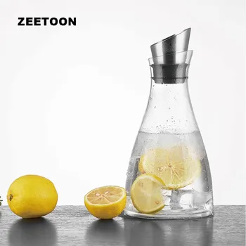 

1L Oblique Mouth Cold Water Bottle Heat-resistant Clear Glass Pot / Lemon Flower Tea Pots Teapot Large Capacity Kettle Drinkware