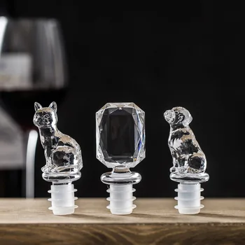 

Modern style Acrylic Silicone Cat Dog Diamonds Shape Wine Stoppers Transparent Animal Home Decoration Bar Tool For Wine Bottle