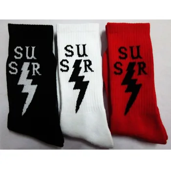 

Hot Cotton Autumn Winter SSUR Letter Thicken Bottom Hiphop Men Casual Socks