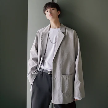 

2019 Autumn And Winter New Korean Men's College Wind And Art Leisure Was Thin And Long Paragraph Wild Jacket