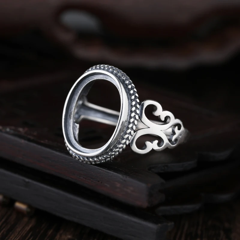

Thai Silver Sterling Silver 925 Engagement Wedding Ring Semi Mount for Round Oval Cabochon 11x11mm 13x18mm 10x13mm 9x12mm