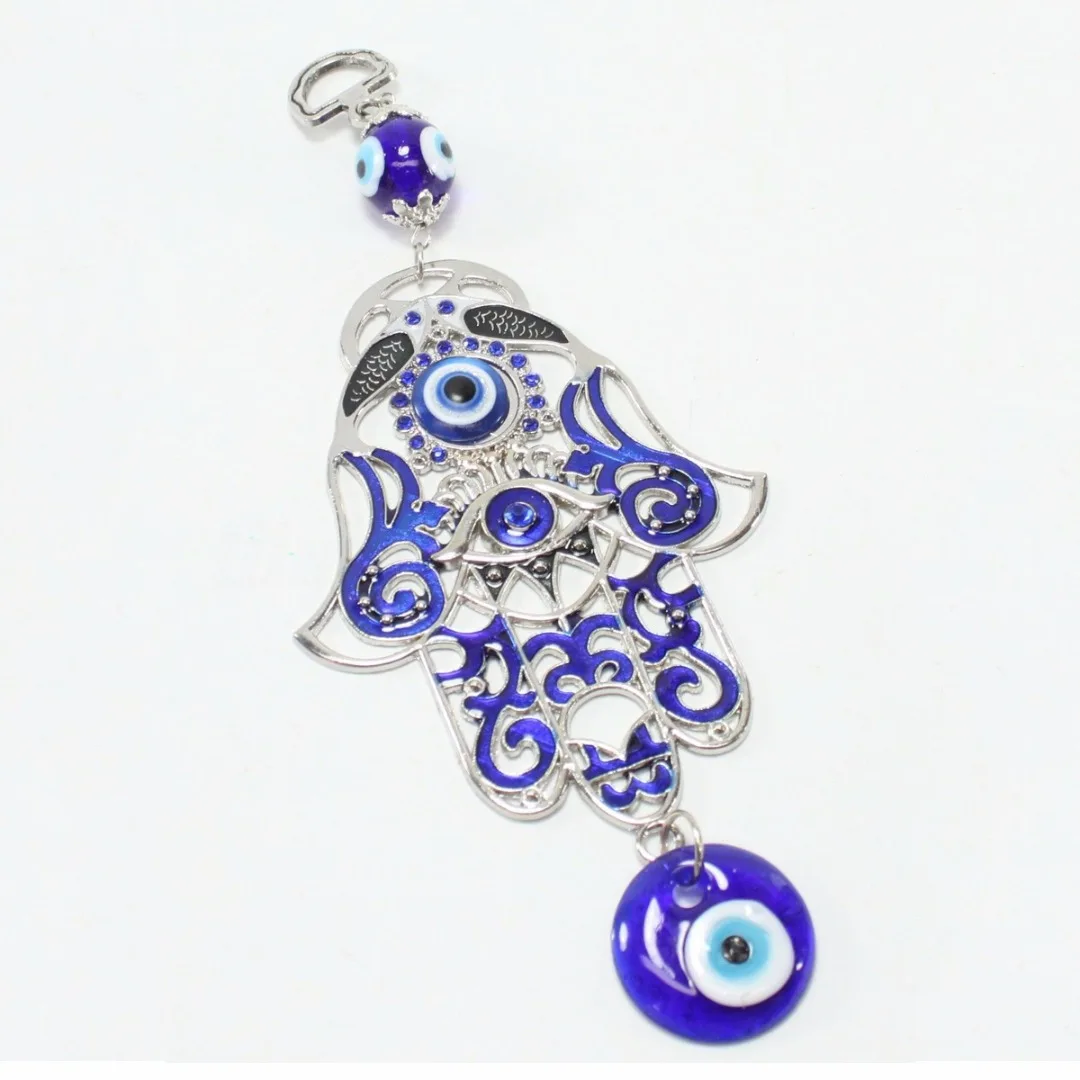 1pc x Luck Turkish Blue Hamsa Hand Glass Evil Eye Amulet Wall Hanging Home Decoration