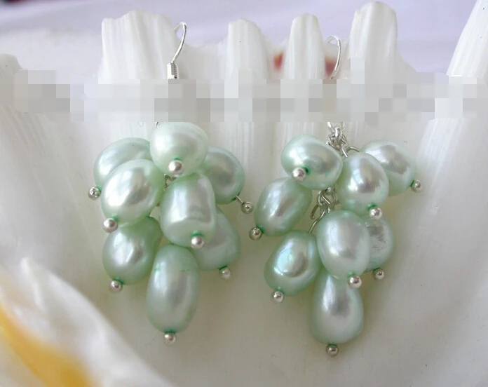 

hot sell new - free shipping 12333 baroque blue freshwater pearl dangle grape earrings