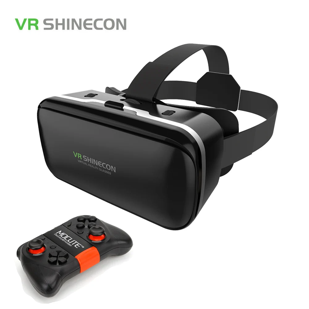 VR Shinecon 6,0 3D очки виртуальной реальности Google Cardboard VR Box гарнитура шлем для 4,3-6,0 дюймового смартфона с геймпадом - Цвет: With Mocute