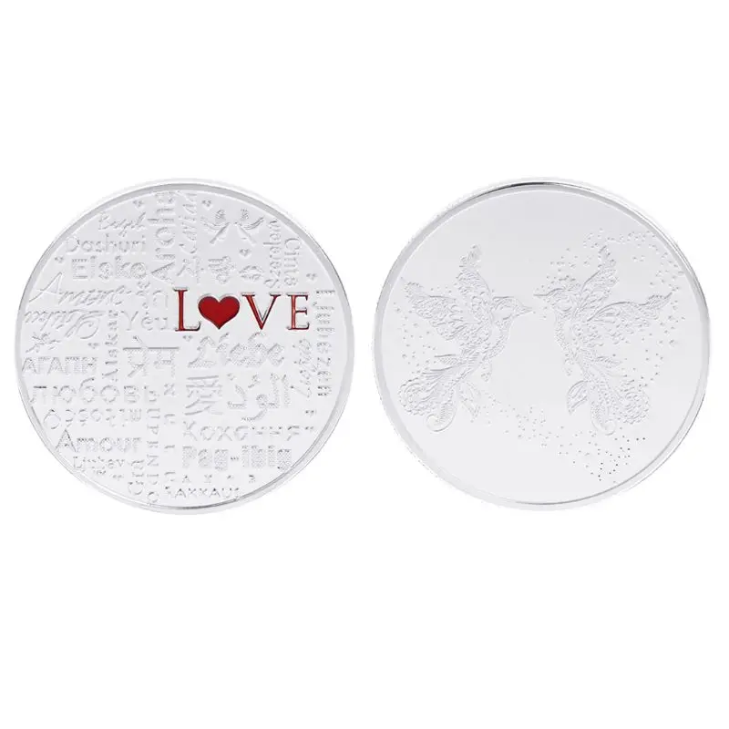 Памятная монета любовь птицы пара летающие коллекция монеты сувенир покрытием из сплава серебристый золотистый художественные подарки Домашний декор