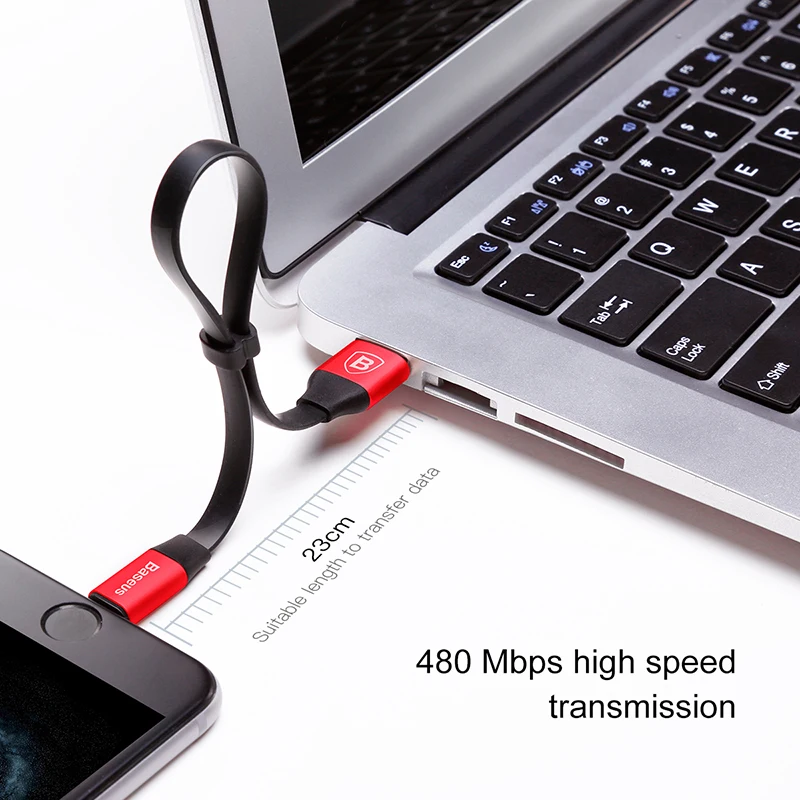 Baseus المحمولة كابل يو اس بي ل فون XS ماكس XR X 8 7 6 6 s زائد 5 5 s se سريع بيانات شحن شاحن سلك الحبل الهاتف المحمول كابل