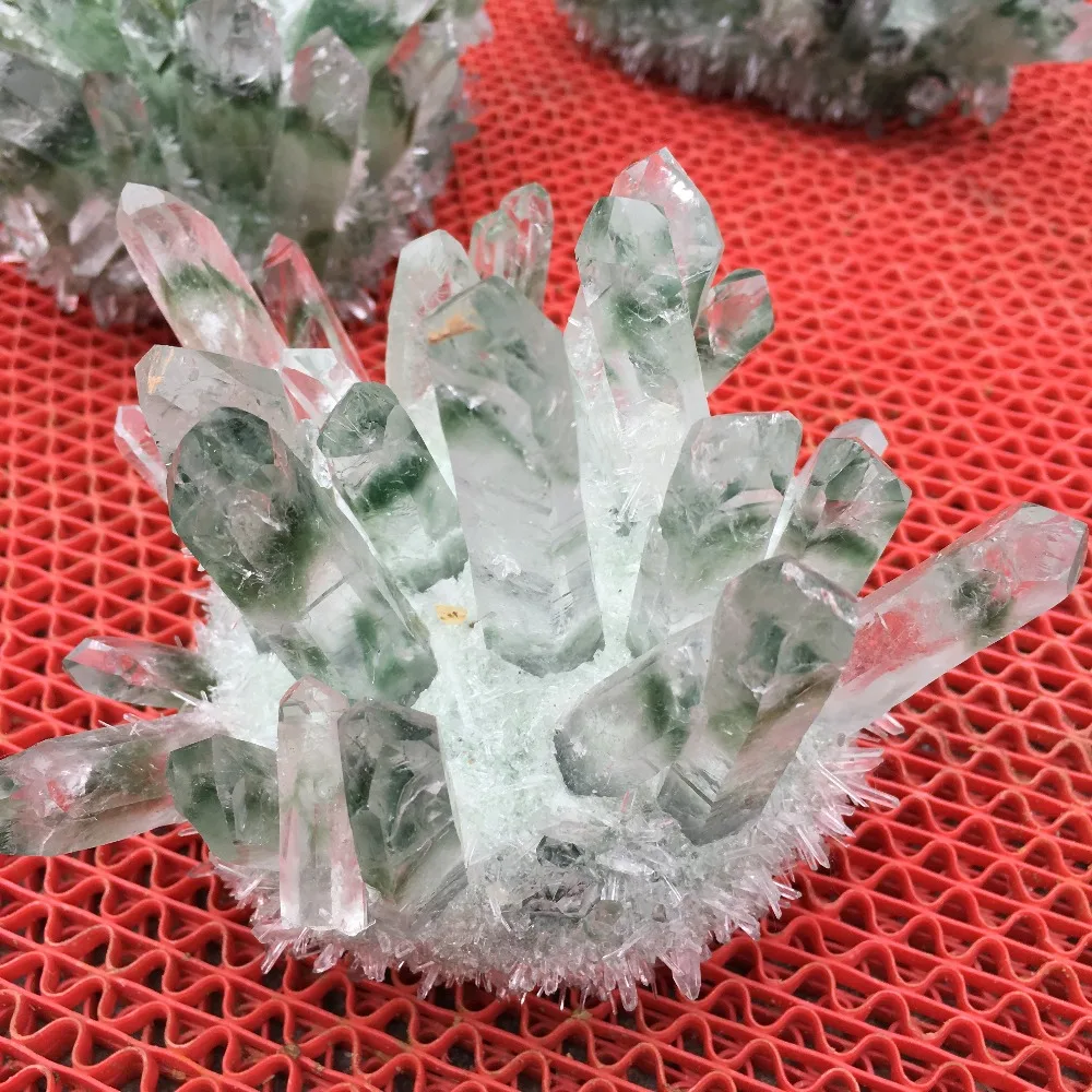 Натуральный зеленый Ghost Phantom Quartz кристалл кластера целебный образец