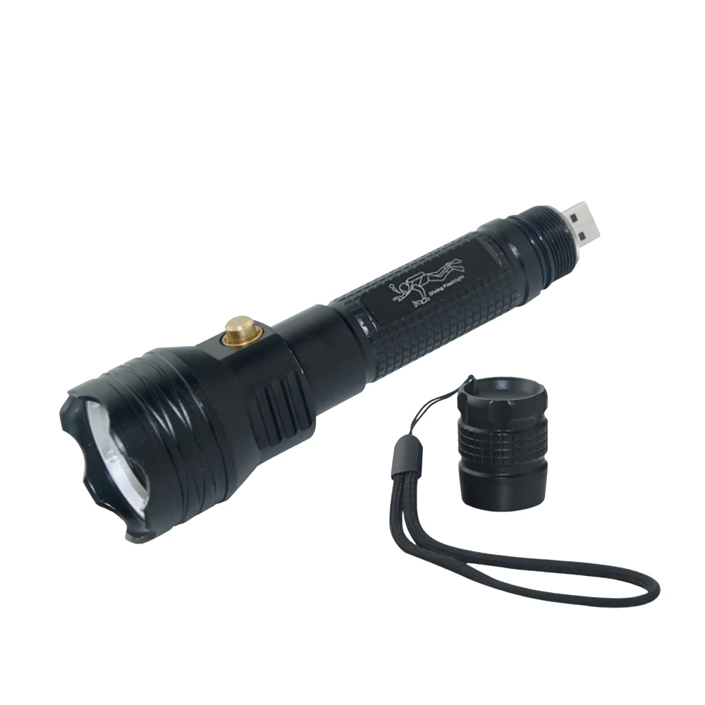 Diving Flashlight USN Rechargeable Light Dive Torch Powerful Cree LED