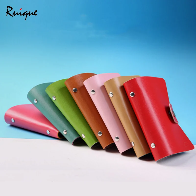 

Ruique Simple Casual 24 Bits Card ID Holders Soft PU Leather Multifunction Business Card Holder Girls Fashion Credit Card Bag