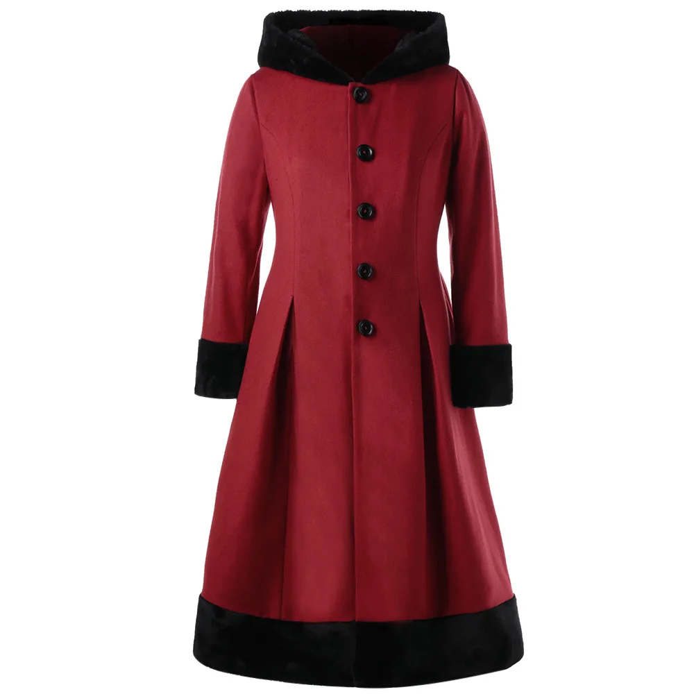 Gamiss Plus Size 5XL 4XL Faux Fur Longline Hooded Dress Coat Women Casual Single Breasted 
