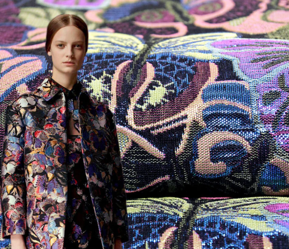 

Metallic Jacquard brocade Dress Fabric Cloth Width145cm*100cm Overcoat Jacket Home Decor Upholstery Sewing Material