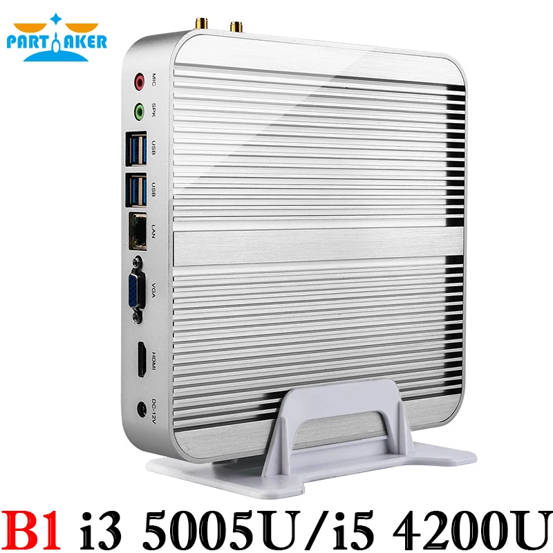 Fanless Barebone i5 Mini PC Win10 3 Years Warranty Nuc Computer Intel Core i5 4200U i3 5005U 4K HTPC TV Box DHL Free Shipping
