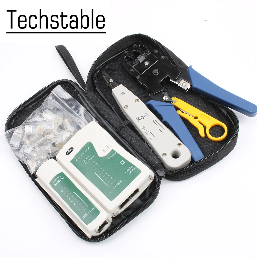 Сетевой Ethernet кабельный тестер RJ45 комплект щипцы обжимной инструмент дырокол RJ11