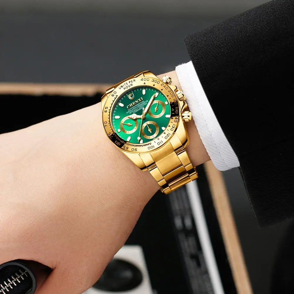 CHENXI мужские золотые наручные часы для мужчин часы повседневные кварцевые часы люксовый бренд водонепроницаемые часы мужские Relogio Masculino