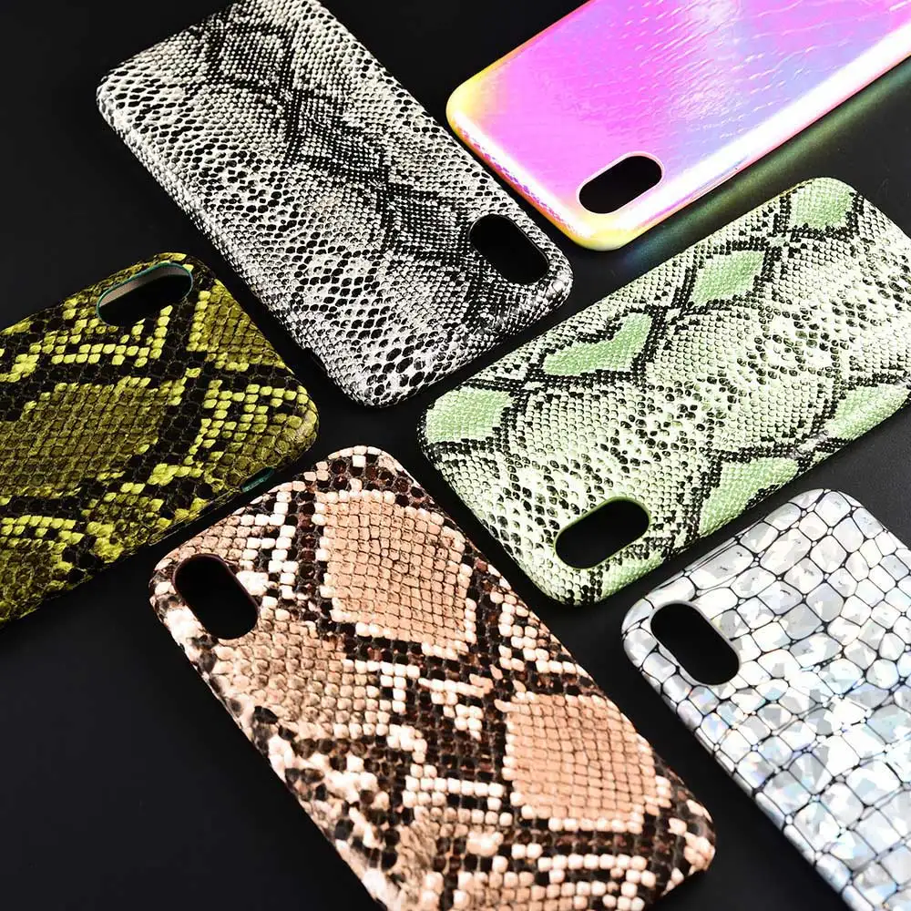

Boucho PU Leather Pattern Phone Case for iphone XR XS MAX X 8 plus Case Snake Skin Soft Back Cover For iphone 8 7 6 6S plus Case