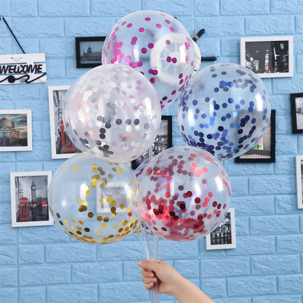 

5Pcs 12 inch Confetti Balloons Festival Wedding Baby Shower Birthday Glitter Shinny Inflatable Toy Home Party Event Decor