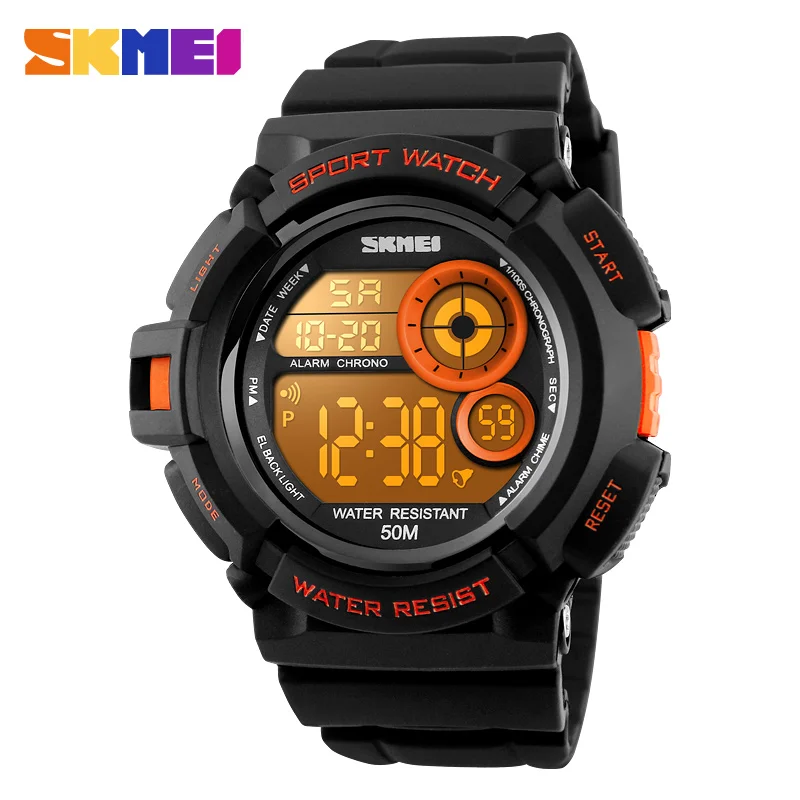 

SKMEI Men Sport Digital Watch 5Bar Waterproof Military Army Electronic Wristwatch Week Display Chronograph Shock Resistant