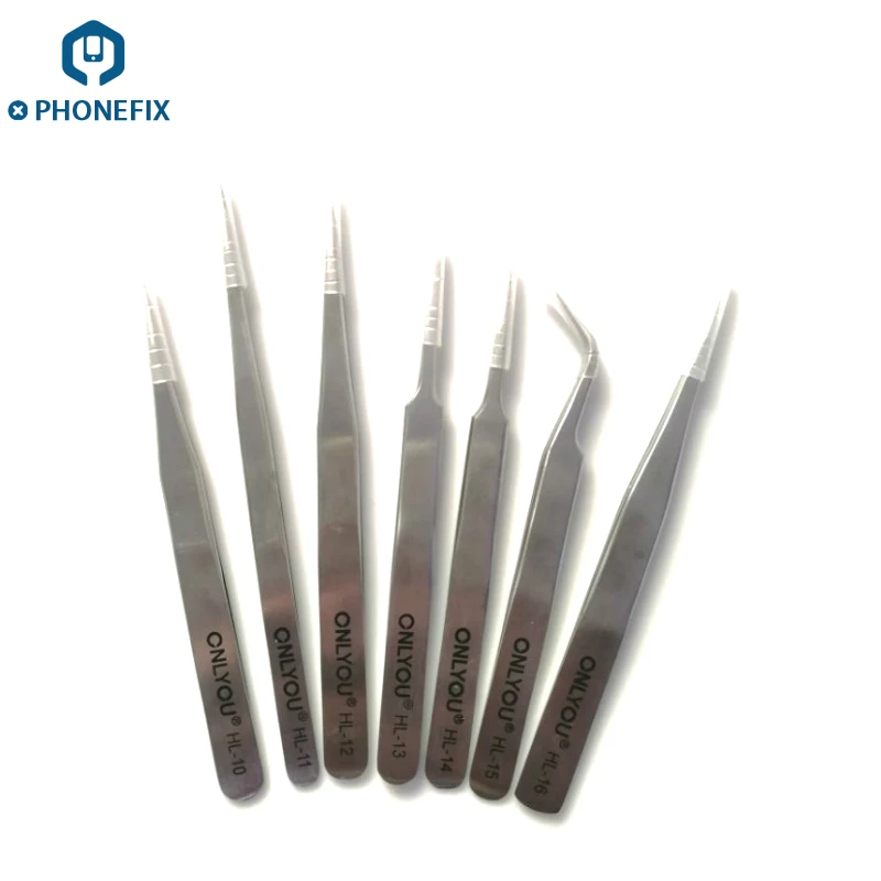 

PHONEFIX New Excellent Quality Stainless Steel Industrial Anti-static Tweezers Kit Mobile Phone Repair Tools For iPhone iPad