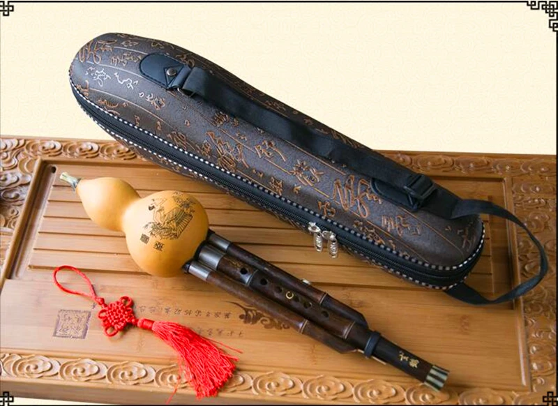 Flauta de Bambu Cabaça de Tom Instrumentos de Música Preta Hulusi Duplo Flauta - bb g f Chave Calabash Folclórica China c - Image 6