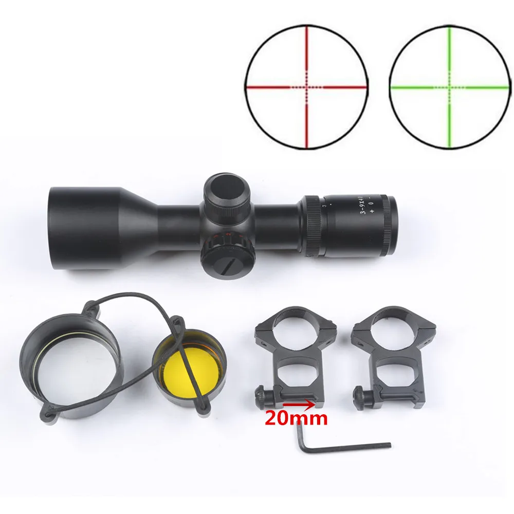 

3-9x40V Tactical Riflescope Red/Green Dot Mil-dot Dual illuminated Laser Sight Scope outdoor reticle sight Hunting Rifle Scope