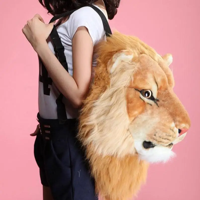 

Fashion Funny women Backpacks Simulation Animal Head Double Shoulder Bag Shoulder Zipper Bags For kid Girls Leisure free ship #W