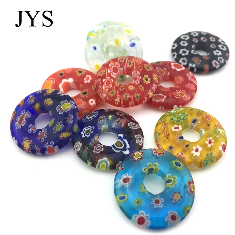 FREE SHIPPING 20MM 24 PCS / LOT MIXED COLOR ROUND EYE MILLEFIORI GLASS