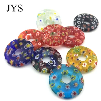 

FREE SHIPPING 20MM 24 PCS / LOT MIXED COLOR ROUND EYE MILLEFIORI GLASS DONUT BEADS FOR DIY JEWELRY