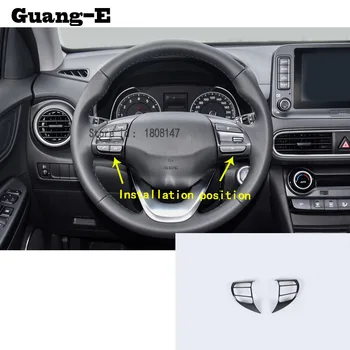 

For Hyundai Kona Encino Kauai 2017 2018 2019 2020 car sticker inner Steering wheel Interior Kit Trim frame cover parts 2pcs