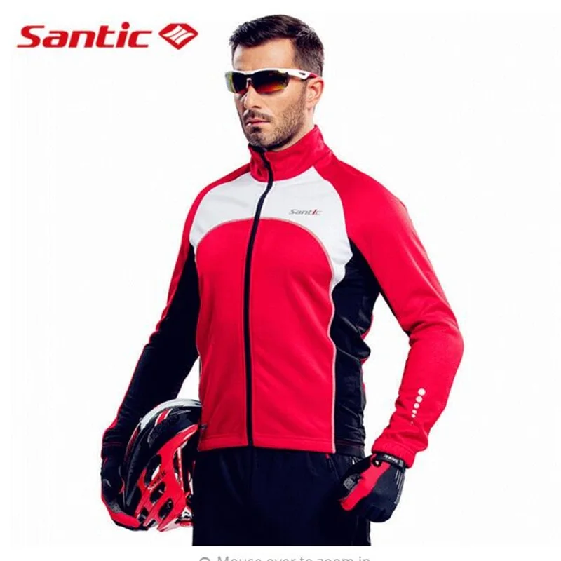 

Santic Winter Windproof Cycling Jacket Winter Warm Thermal Cycling Long Sleeve Jacket Bicycle Clothing Windproof Jersey MTB