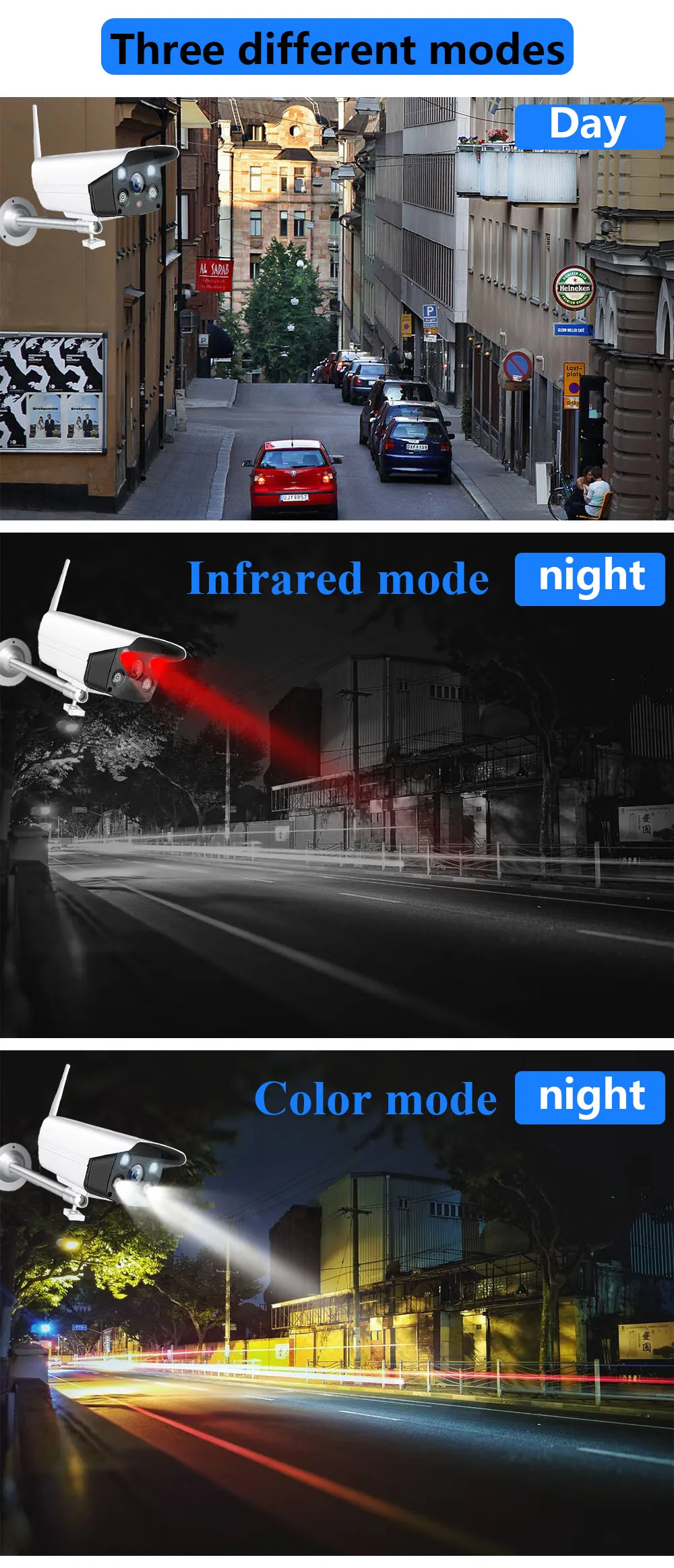 1080P 720P уличная Wifi ip-камера, цветная камера ночного видения для обнаружения движения, цилиндрическая камера видеонаблюдения, двухсторонняя аудио