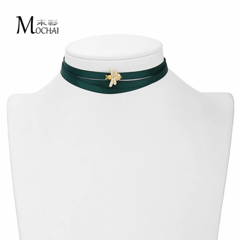 New-Ribbon-Golden-Color-Bib-Bee-Collar-Choker-necklace-For-Women-zk40 (1)