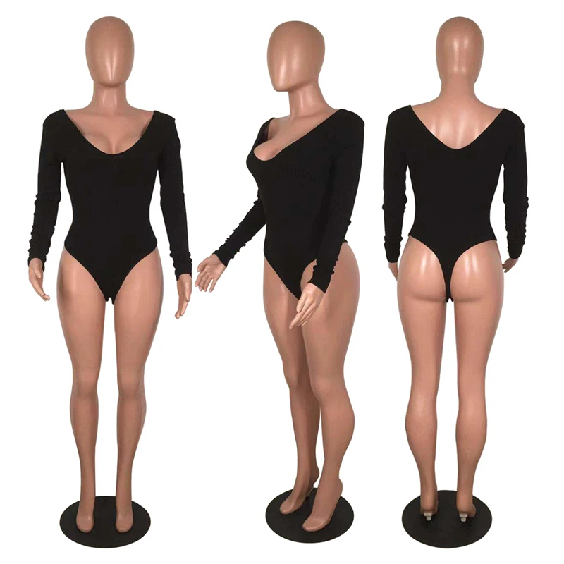 Модный женский боди с длинным рукавом Женское боди сексуальный глубокий v-образный вырез плюс размер комбинезона Женский s комбинезон уличная облегающий костюм