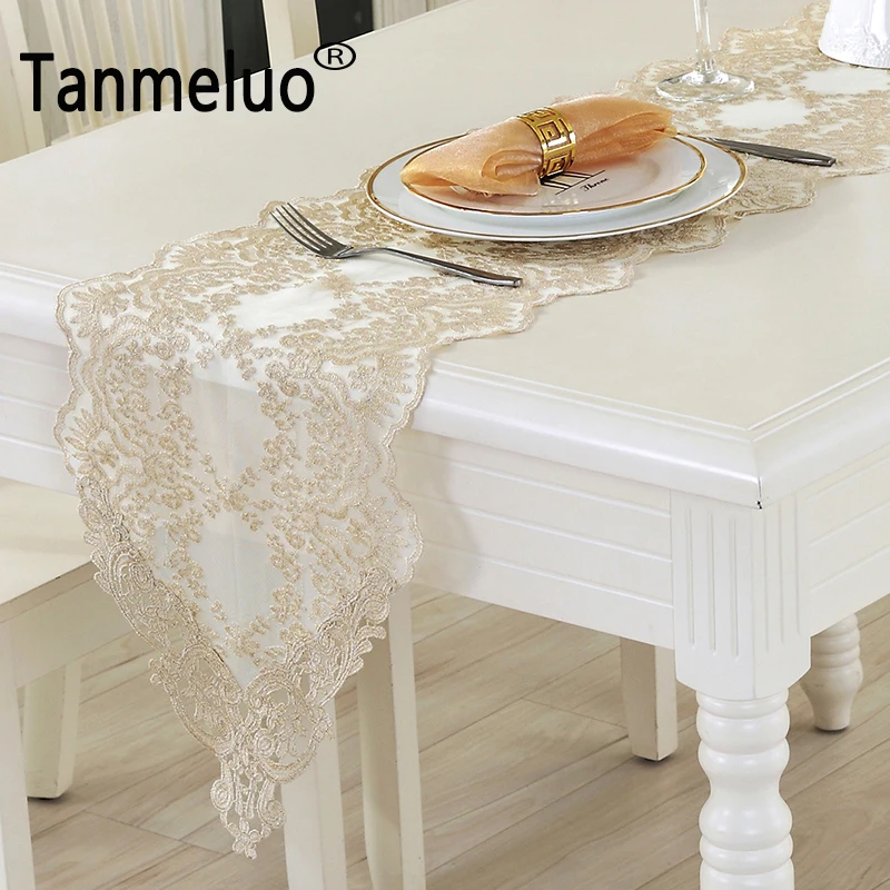 

Elegant gold table runners european style table runner wedding decoration home decorative table flag