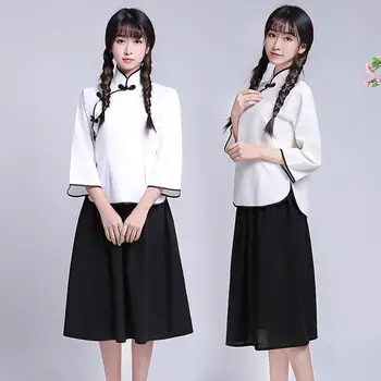 

Plus Size 3XL New Young Girl Cosplay Clothing Singer Dress Set Chinese 1930s Lady Clothing Campus Wear Dramaturgic Clothes Suit