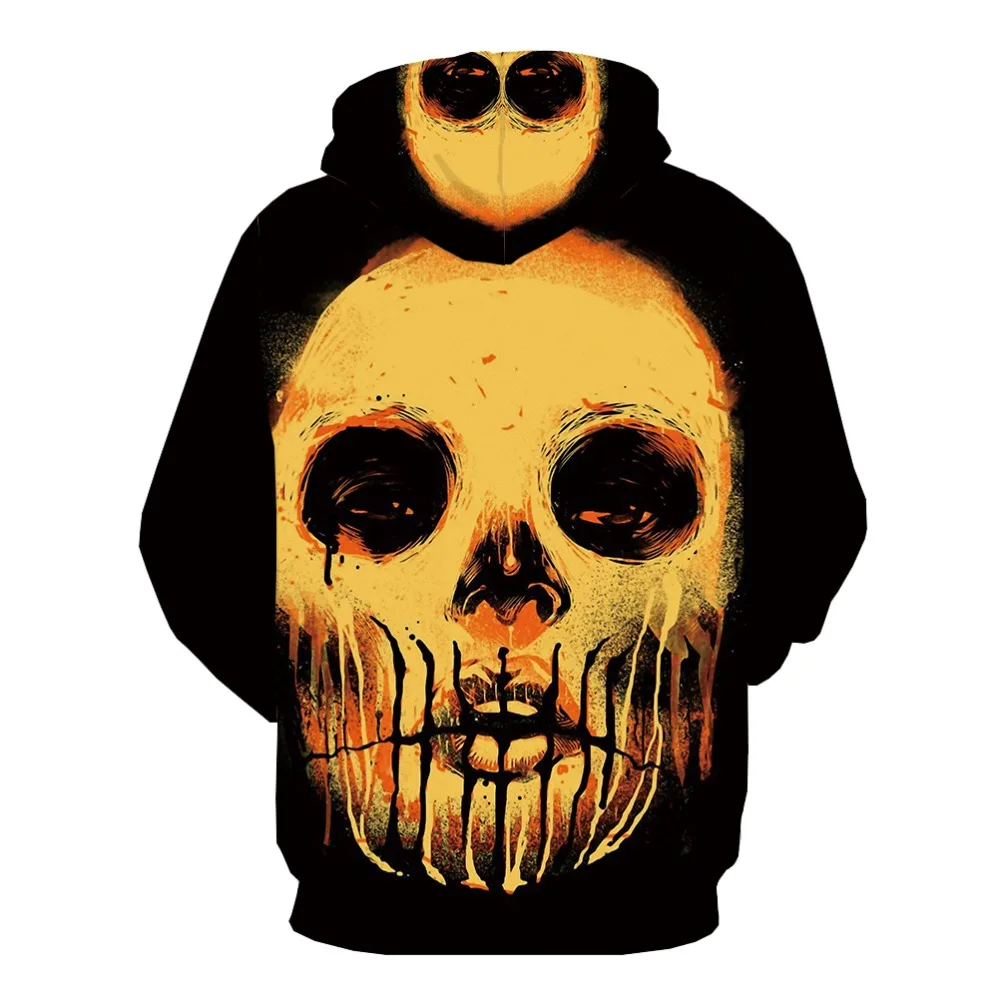 KYKU Brand Skull Hoodie Men Black Hooded Casual Graffiti Hoodie Print Art Sweatshirt Printed Ink Hoody Anime Long Sleeve Funny