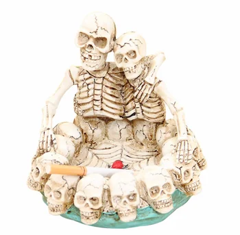 

Creative Resin Skull Shaped Ashtray For Office Haunted House Home Decor Desktop Ash Holder Smoking Tools Festival Decor LF280