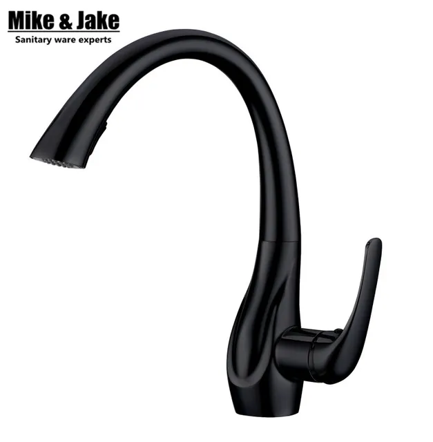 Best Price Black pull out kitchen faucet pull down sink swan faucet kitchen tap torneira cozinha kitchen mixer tap