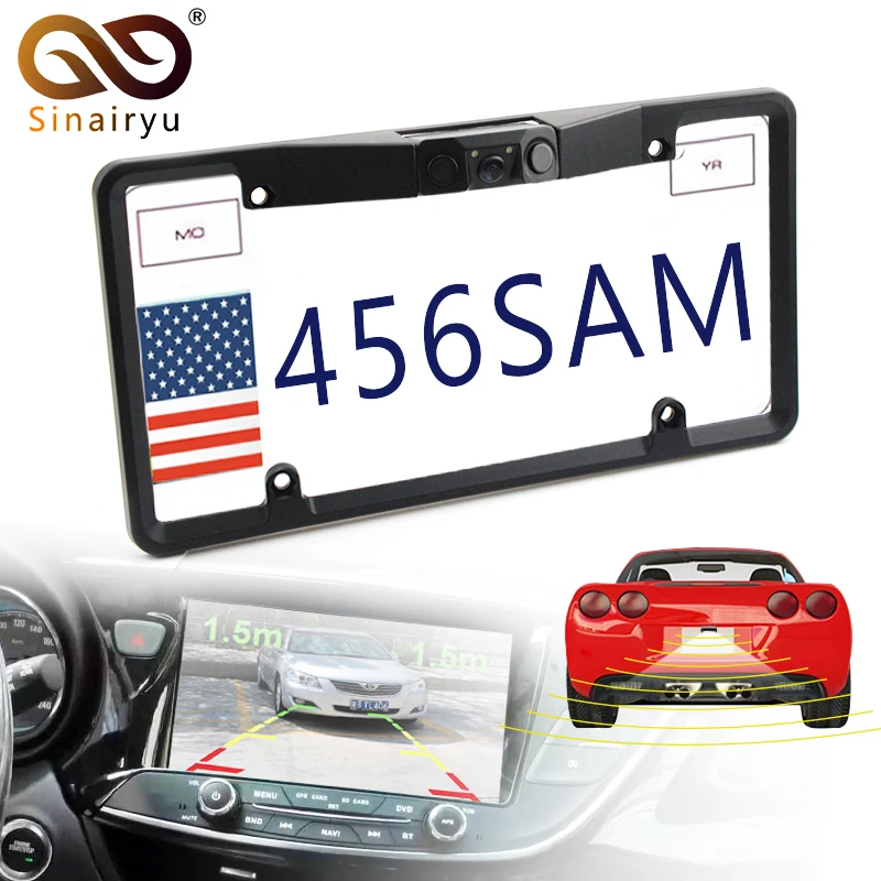 Sinairyu Canada USA American License Plate Frame Video Parking Sensor Car Reaview Backup Reversing font b
