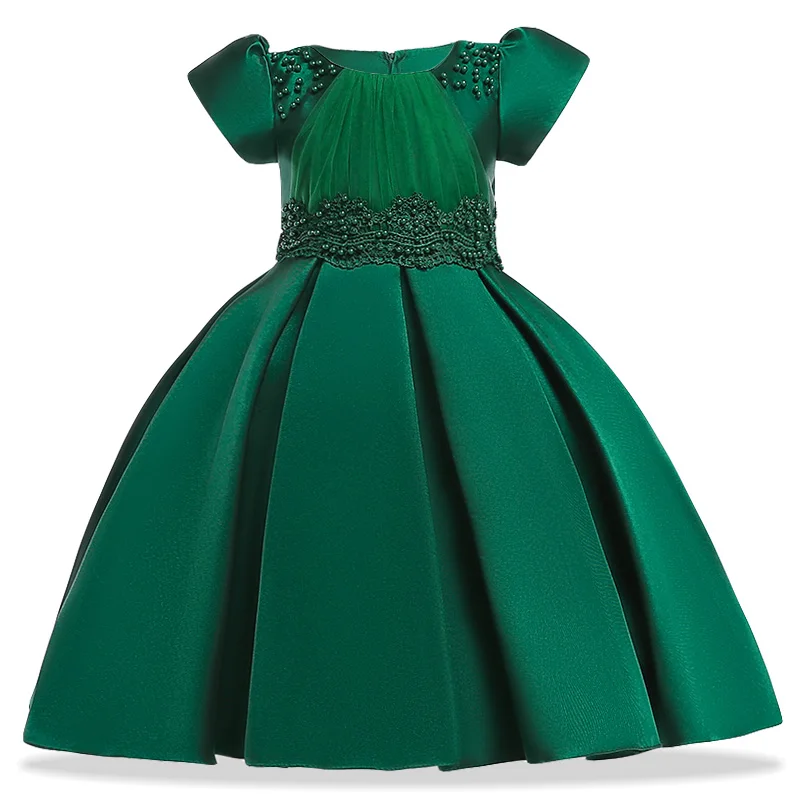 Высококачественные платья для девочек с розами; одежда для детей; Элегантное свадебное платье; платья принцессы для девочек; Детский карнавальный костюм - Цвет: Зеленый