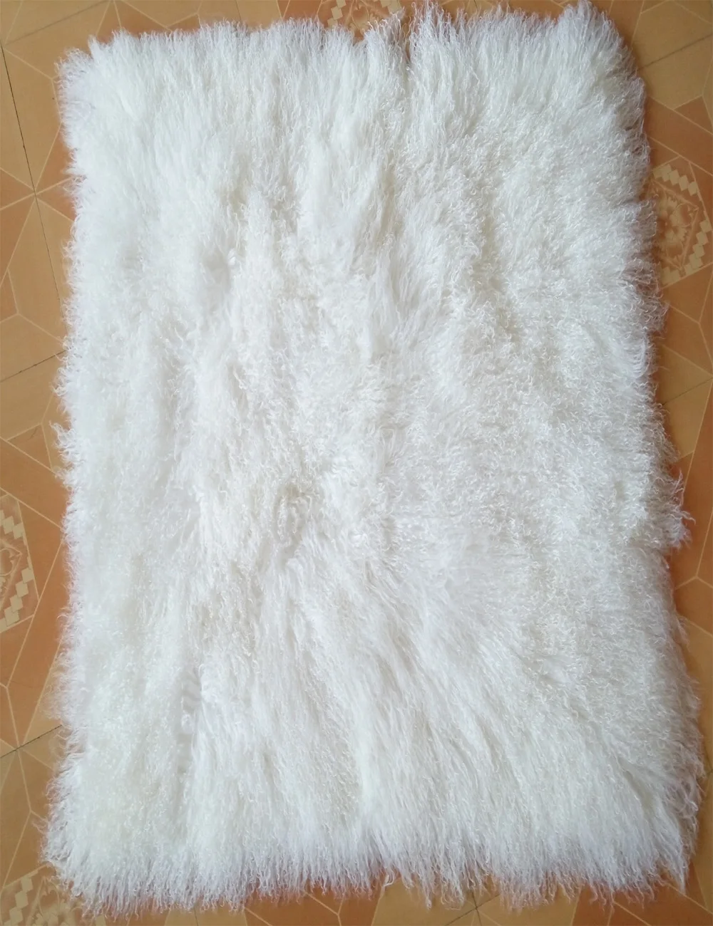 Luxury Premium White Mongolian Fur Throw Blanket Genuine Real Fur Rug